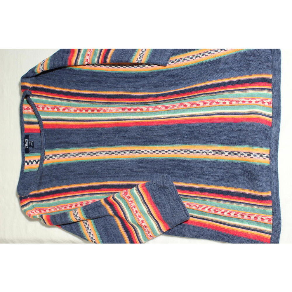 Chaps Southwestern Stripe Tunic Length Sweater Colorful Coastal Boho 2XL
